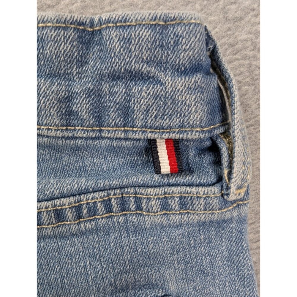 Tommy Hilfiger Denim Shorts Womens SZ 6 Blue whiskers Bermuda Rolled Cuffs Boho - Picture 11 of 14